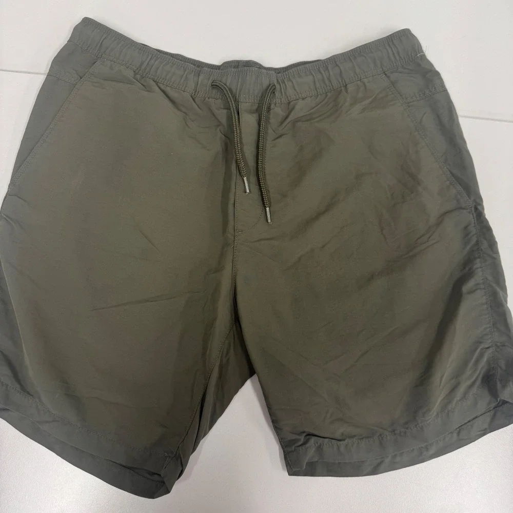 H&M‎ Regular Fit Shorts Mens L Olive Green Excellent Nylon Drawstring 0951707 3